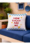 How Lucky Are We Written Decorative Throw Pillow Cover Blue Checkered Summer Decor 43X43 cm - 6