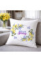 Hello Spring Lemon Flower Wreath Patterned Decorative Throw Pillow Cover Spring Decor 43X43 cm