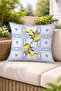 Lemon Blue Tile Patterned Decorative Throw Pillow Cover Mediterranean Summer 43X43 cm - 2