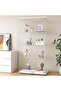 64.5'' Glass Display 4-Shelf Cabinet in Clear with Two Door, White Curio Cabinet Case Collection Display Case, Floor Standing Bookshelf for Living Room Bedroom Home Office (White)