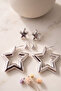 Silver Color Starfish, Star and Minimal Model 3-Piece Earring Set