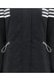 High Collar Striped Elastic Waist Zipper Suit - Black - 3