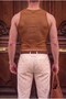 Men's Brown Colored Halter Neck Ribbed Lycra Undershirt - 3