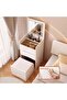 -Long Vanity Desk with Flip Top Mirror and LED Lights, 3 Drawers Small Makeup Dressing Table with Cushioned Storage Stool, Space Saving Compact Vanity Set for Bedroom（SZZ007） - 7