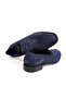 Dark Blue Color Laceless Genuine Leather Men's Shoes - 2