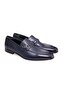 Dark Blue Color Laceless Genuine Leather Leather Sole Men's Shoes