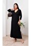 Women's Plus Size Three Quarter Sleeve V-Neck Long Dress 5475-26