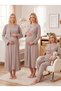New Season Women's Beige Double-Breasted Collar with Breastfeeding Feature Special Design Long Sleeve 100% Cotton Maternity Nightgown Pajama Set - 3