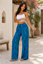 Viscose Basic High Waist Wide Leg Lace-Up Women's Trousers Dasanli - 3