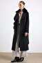 Oversize Detachable Fur Low Sleeve Coat Black 3178 - 3