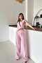 Pink Asymmetrical Vest and Trousers Set - 2