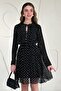 Black Polka Dot Chiffon Dress - 4
