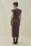 Brown Leather Knotted Dress - 5