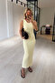 Piping Detail Yellow Sleeveless Basic Dress