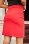 Women's High Waist Pocket Flap Buttoned Above Knee Stretchy Premium Fabric Slim Pencil Skirt-Red - 6