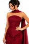 Women's Fish Cut Evening Dress Floral Embroidered Shawl Detailed Engagement Promise Wedding Guest Dress