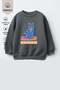 Girl's 3 Thread Fabric Cotton Cat Printed Sweatshirt - 2