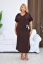 Plus Size Linen Fabric Dress with Side Lace Detail - 3