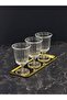 Gold Sela 3-Piece Glass Bowl Set with Tray, Breakfast, Snack, and Sauce Serving Container with Baton Tray, 4 Pieces - 4