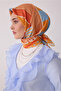 Orange Geometric Pattern 100% Twill Silk Scarf 4401-80 - 2