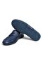 Dark Blue Shilingir Dark Blue Color Laceless Genuine Leather Men's Shoes - 3