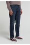 Slim Tapered Fit Mid Waist Narrow Leg Men's Dark Indigo Denim Jean Trousers - 4