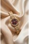 Women's Steel Watch Gold Burgundy Flower Dial Luxury Vintage Watch Old Money Classic Elegant Stylish Premium Women's Wristwatch |   Limited Edition 2026 - 7