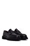 Men's Black Thick Soled Leather Loafer Wm750030Dv - 2