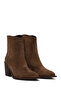 Women's Tan Zippered Thick Heeled Suede Leather Boots Wf190065Ds - 2