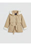 Beige Hooded Girl's Coat