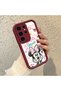 Samsung Galaxy S24 Ultra Compatible Case Camera Protector Minnie Pattern Burgundy Lover Couple Silicone Phone Case - 2
