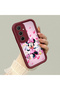 Samsung Galaxy A35 Compatible Case Camera Protector Minnie Pattern Burgundy Lover Couple Silicone Phone Case - 2