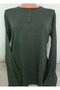 Er Clothing Summer Combed Cotton Blouse Long-Sleeve O-Neck Green - 2