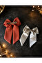 Set of 2 Large Bowknot Automatic Hair Clips for Women and Children, Patterned Solid Color Hair Clips - 2