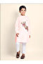 Boys Pink Cotton Kurta with Printed Design