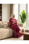 Authentic Pattern Long-Sleeved Buttoned Plus Size Viscose Dress