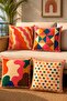 Retro Colors Patterned 4-Piece Throw Pillow Cover Set