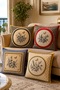 Framed Flowers Patterned 4-Piece Throw Pillow Cover Set