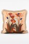 Bohemian Bird, Dragonfly and Flower Patterned Orange 4-Piece Fringed Throw Pillow Cover Set - 5