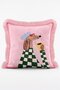 Cute Dog Figures with Glasses Set of 4 Fringed Throw Pillow Covers - 4