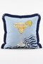 Margarita Cocktail and Lemon Patterned Blue Striped 4-Piece Fringed Throw Pillow Cover Set - 3