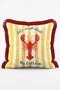 La Dolce Vita Set of 4 Fringed Throw Pillow Covers with Lobster and Crab Figures and Stripes - 3