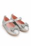 Girl's Silver Ballerina Flats with Stone Bow on the Front