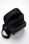 Black double compartment zippered crossbody shoulder bag - 4