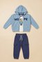 Boys' Hooded Zippered Cardigan with Embroidery and Cargo Pockets 3-Piece Tracksuit Set - 2