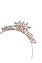 Happy Birthday Metal Crown with Stones Rose Gold Color Birthday Party Hair Accessory - 3