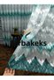 Harmony Zigzag Pattern Turquoise Light Dark Green Petro Colored Design 3 Layers Pleated Tulle Curtain
