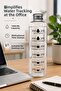Mien 1000 ml Glass Flask H2O Motivational Water Bottle with Time Marker Transparent Glass Water Bottle with Gray Lid - 4