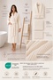 Eldy Women's Bathrobe Set, 3 Pieces, 100% Cotton Certified Shawl Stripe Bathrobe Set - Cream Color - 3