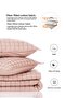 Square Pattern Double Bed Cover Set 100% Cotton Stone Washed 3 Piece Fiber Filled Soft Powder - 3